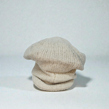 Premium Off-White Woolen Beret Cap for Men & Women – Soft Knitted Winter Hat for Elegant Cold Weather Style