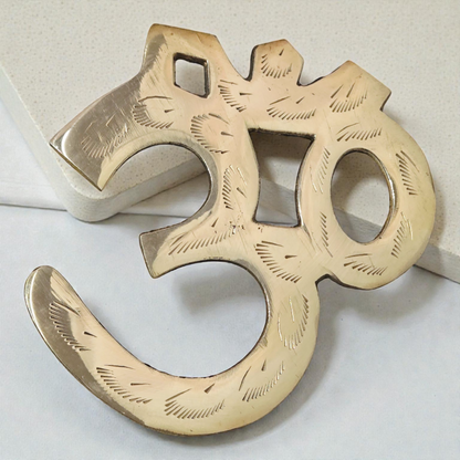 Pure Brass Om Wall Hanging – Auspicious Om Symbol for Home, Temple & Office Vastu
