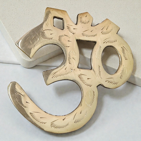 Pure Brass Om Wall Hanging – Auspicious Om Symbol for Home, Temple & Office Vastu