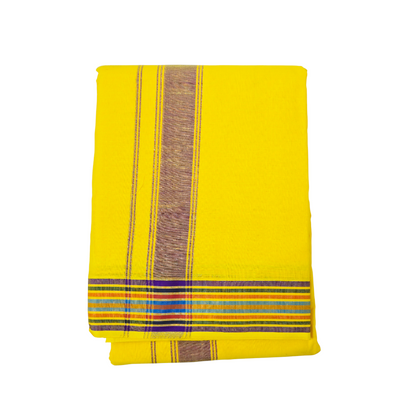 Premium Yellow Khadi Cotton Dhoti with Attached Gamcha Set
