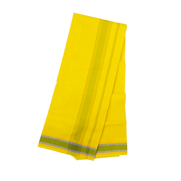 Premium Yellow Khadi Cotton Dhoti with Attached Gamcha Set – Handwoven Traditional Ethnic Wear