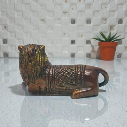 Handcrafted Pure Brass Lion Idol – Majestic Sher Murti for Home Decor & Vastu