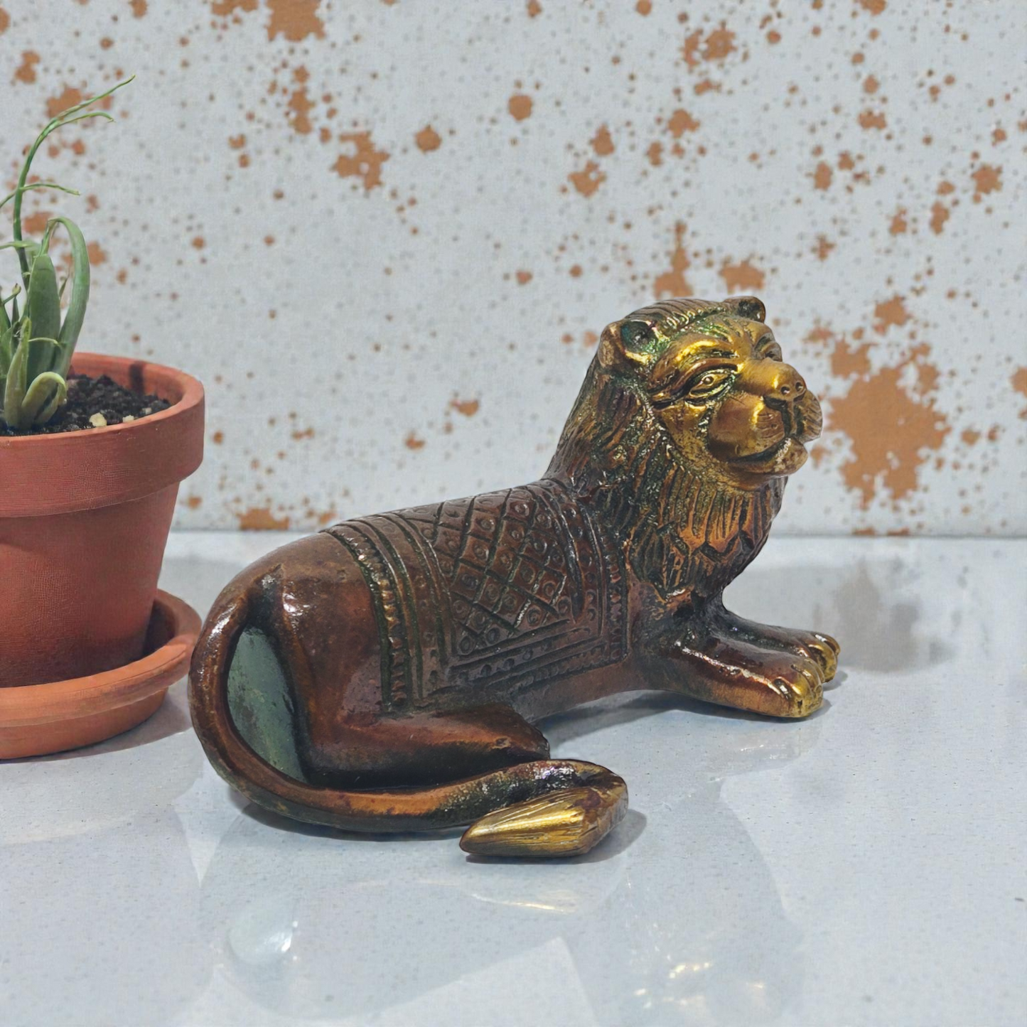 Handcrafted Pure Brass Lion Idol – Majestic Sher Murti for Home Decor & Vastu