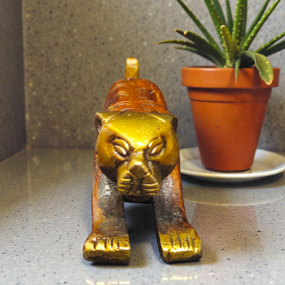 Handcrafted Pure Brass Panther Idol – Majestic Tiger Statue for Home Decor & Vastu