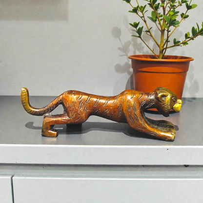 Handcrafted Pure Brass Panther Idol – Majestic Tiger Statue for Home Decor & Vastu