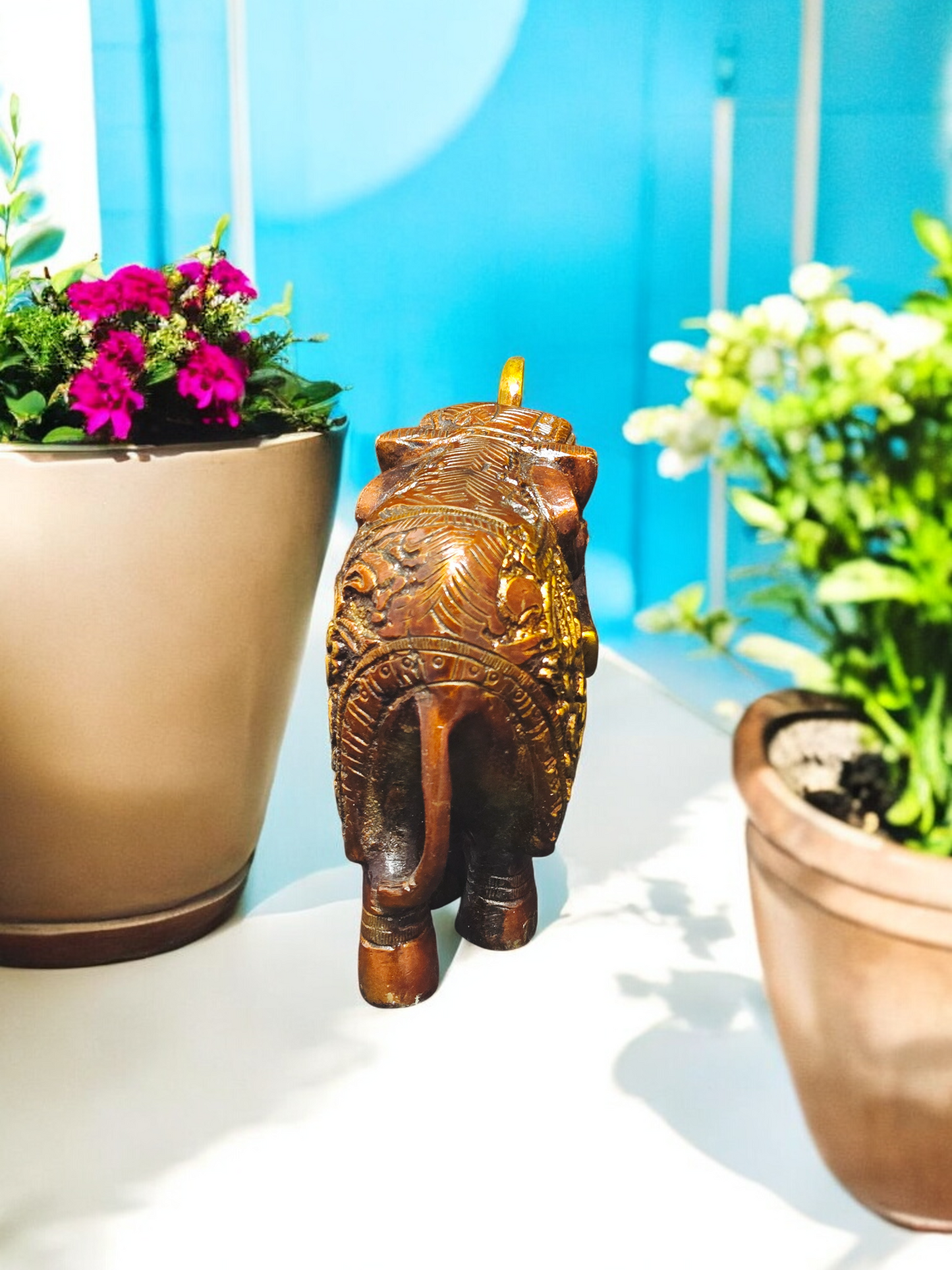 Handcrafted Pure Brass Elephant Idol – Royal Gajraj Statue with Intricate Carvings for Home Decor & Vastu