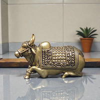 Handcrafted Pure Brass Nandi Idol – Sitting Religious Bull Statue for Home Temple & Vastu