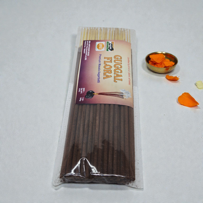 Natural Guggal Flora Premium Masala Agarbatti – Charcoal Free & Hand-Rolled Incense Sticks for Meditation & Puja