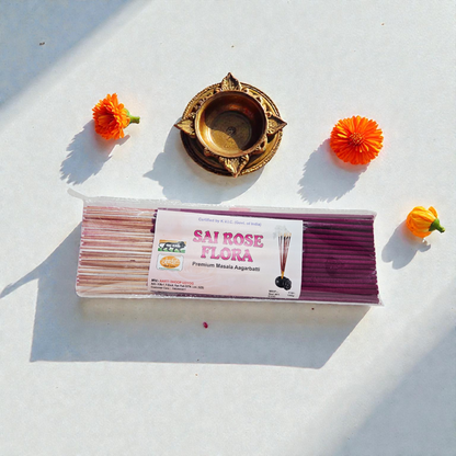 Khadi Natural Sai Rose Flora Premium Masala Agarbatti – Charcoal Free & Hand-Rolled Rose Incense Sticks