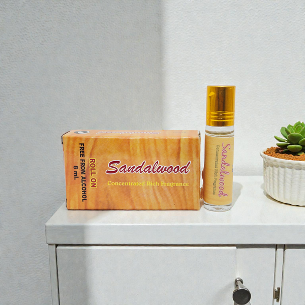 Khadi Natural Sandalwood Roll-On Perfume – 8ml Alcohol-Free Concentrated Rich Fragrance