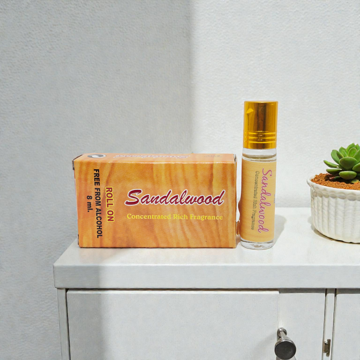 Khadi Natural Sandalwood Roll-On Perfume – 8ml Alcohol-Free Concentrated Rich Fragrance