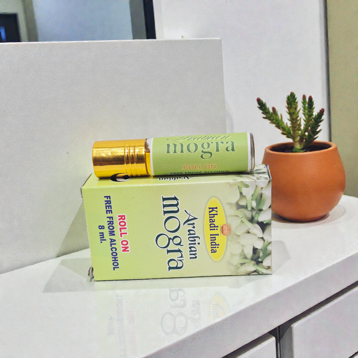 Khadi Natural Arabian Mogra Roll-On Perfume – 8ml Alcohol-Free Concentrated Attar for Long-Lasting Freshness