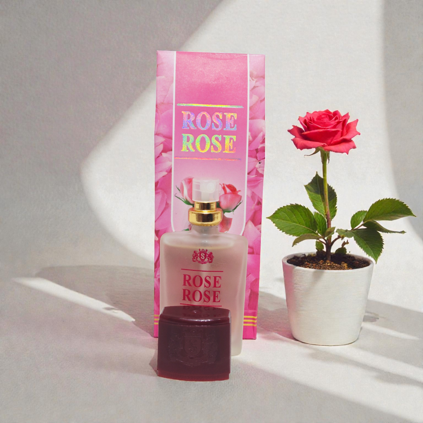 Khadi Natural rose perfume with pure floral fragrance, long-lasting aroma, travel-friendly 20ml bottle.