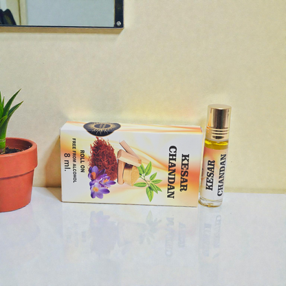 Khadi Natural Kesar Chandan Roll-On Perfume – 8ml Alcohol-Free Attar