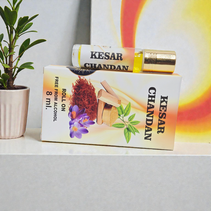 Khadi Natural Kesar Chandan Roll-On Perfume – 8ml Alcohol-Free Attar