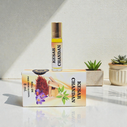 Khadi Natural Kesar Chandan Roll-On Perfume – 8ml Alcohol-Free Attar