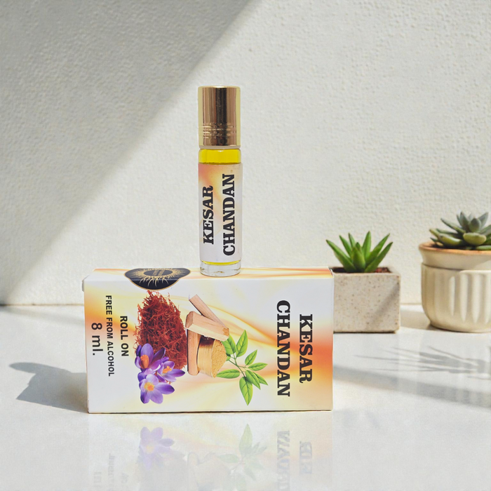 Khadi Natural Kesar Chandan Roll-On Perfume – 8ml Alcohol-Free Attar
