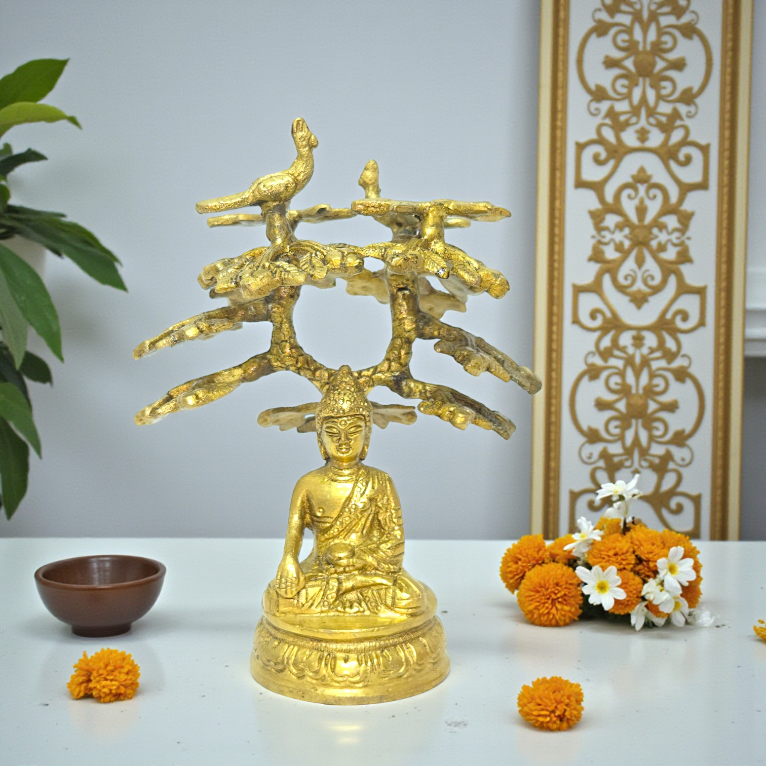 Khadi Brass Kalpavriksha Tree | Handcrafted Peacock Idol