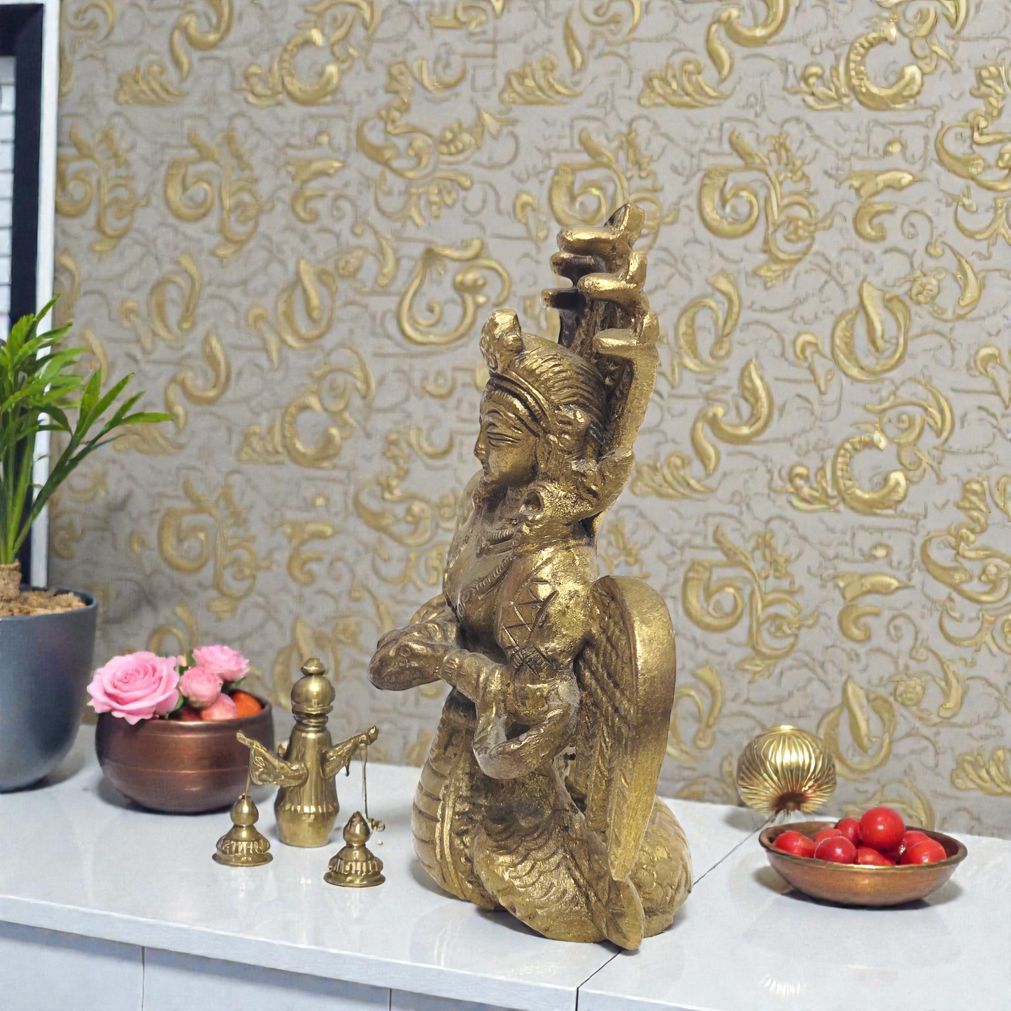 Handcrafted Pure Brass Maa Mansa Devi Idol – Goddess of Snakes Statue for Protection & Spiritual Decor