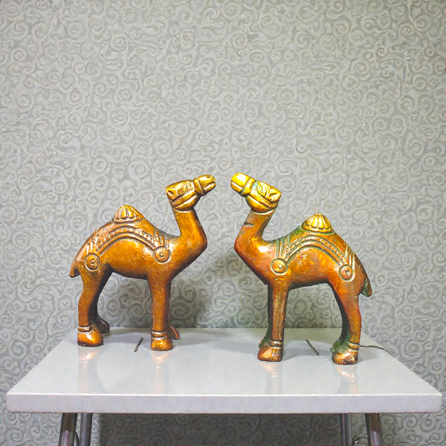 Handcrafted Pure Brass Camel Pair – Majestic Rajasthani Style Statue for Home Decor & Vastu