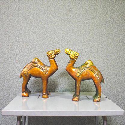 Handcrafted Pure Brass Camel Pair – Majestic Rajasthani Style Statue for Home Decor & Vastu