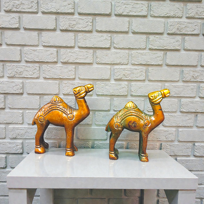 Handcrafted Pure Brass Camel Pair – Majestic Rajasthani Style Statue for Home Decor & Vastu