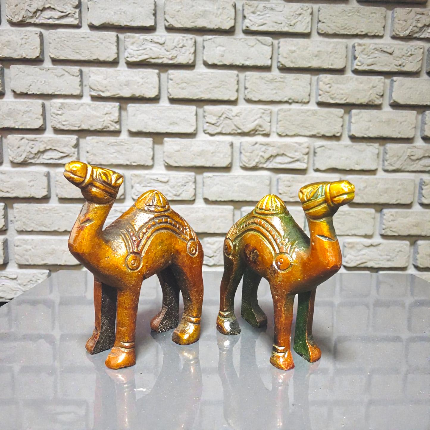 Handcrafted Pure Brass Camel Pair – Majestic Rajasthani Style Statue for Home Decor & Vastu