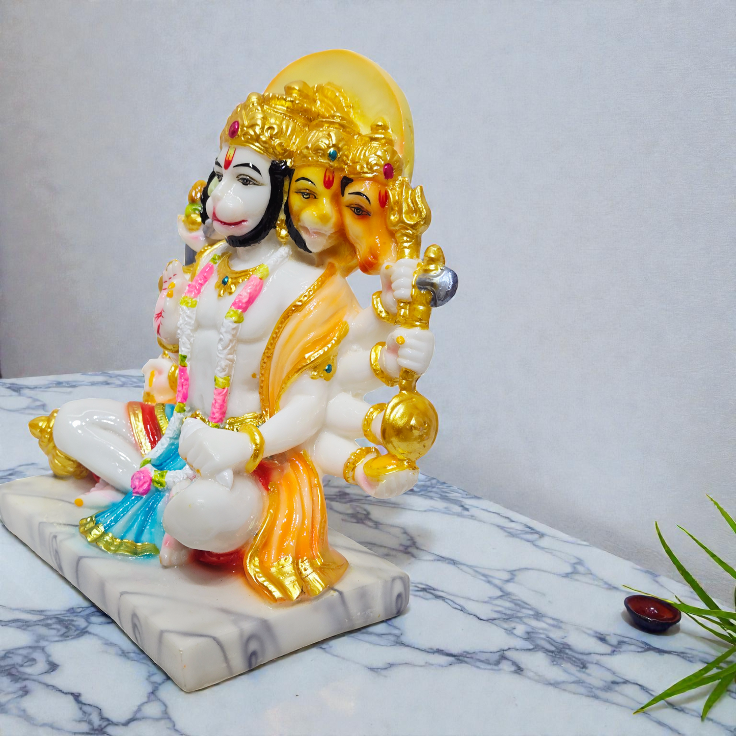 Panchmukhi Hanuman Ji Polyresin Idol – Multi-Color Hand-Painted Spiritual Statue for Protection & Home Decor
