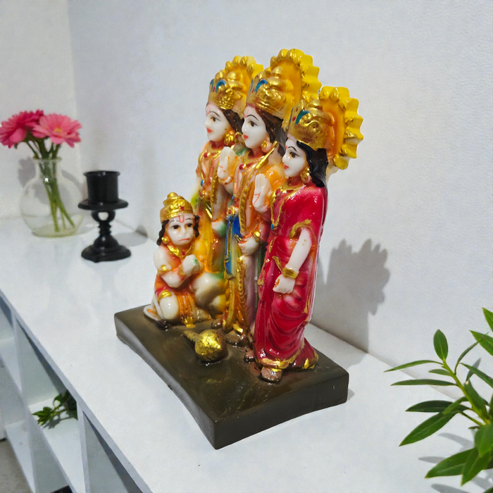 Handcrafted Ram Darbar Polyresin Idol – Shri Ram, Laxman, Sita and Hanuman Statue for Home Temple & Vastu