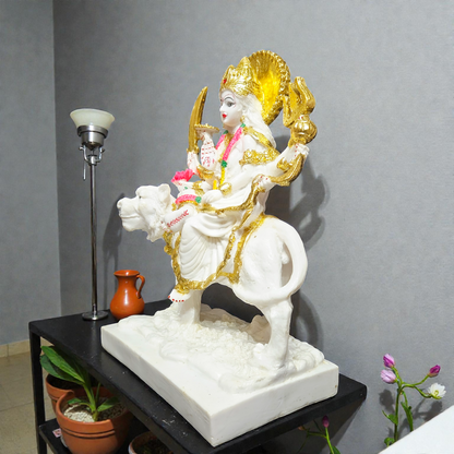 Handcrafted Durga Maa Polyresin Idol – Sherawali Mata Statue on Lion for Home Temple, Navratri Puja & Vastu