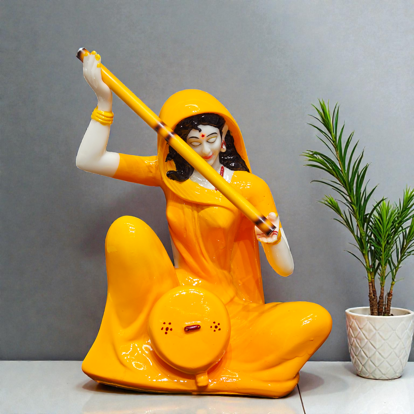 Meera Bai Marble Finish Statue | Polyresin Idol 9 Inch for Home Temple & Décor