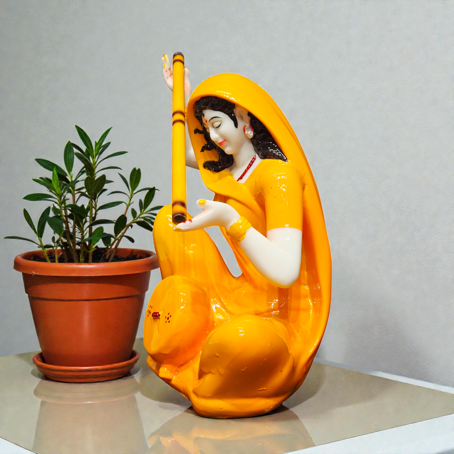 Meera Bai Marble Finish Statue | Polyresin Idol 9 Inch for Home Temple & Décor