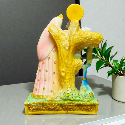 Handcrafted Radha Krishna Polyresin Idol – Divine Jugal Sarkar Statue with Peacock for Home Temple, Vastu & Wedding Gifting