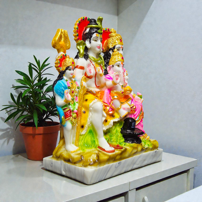 Handcrafted Shiv Parivar Polyresin Idol – Complete Shiva Family Statue with Ganesha and Kartikeya for Home Temple & Vastu