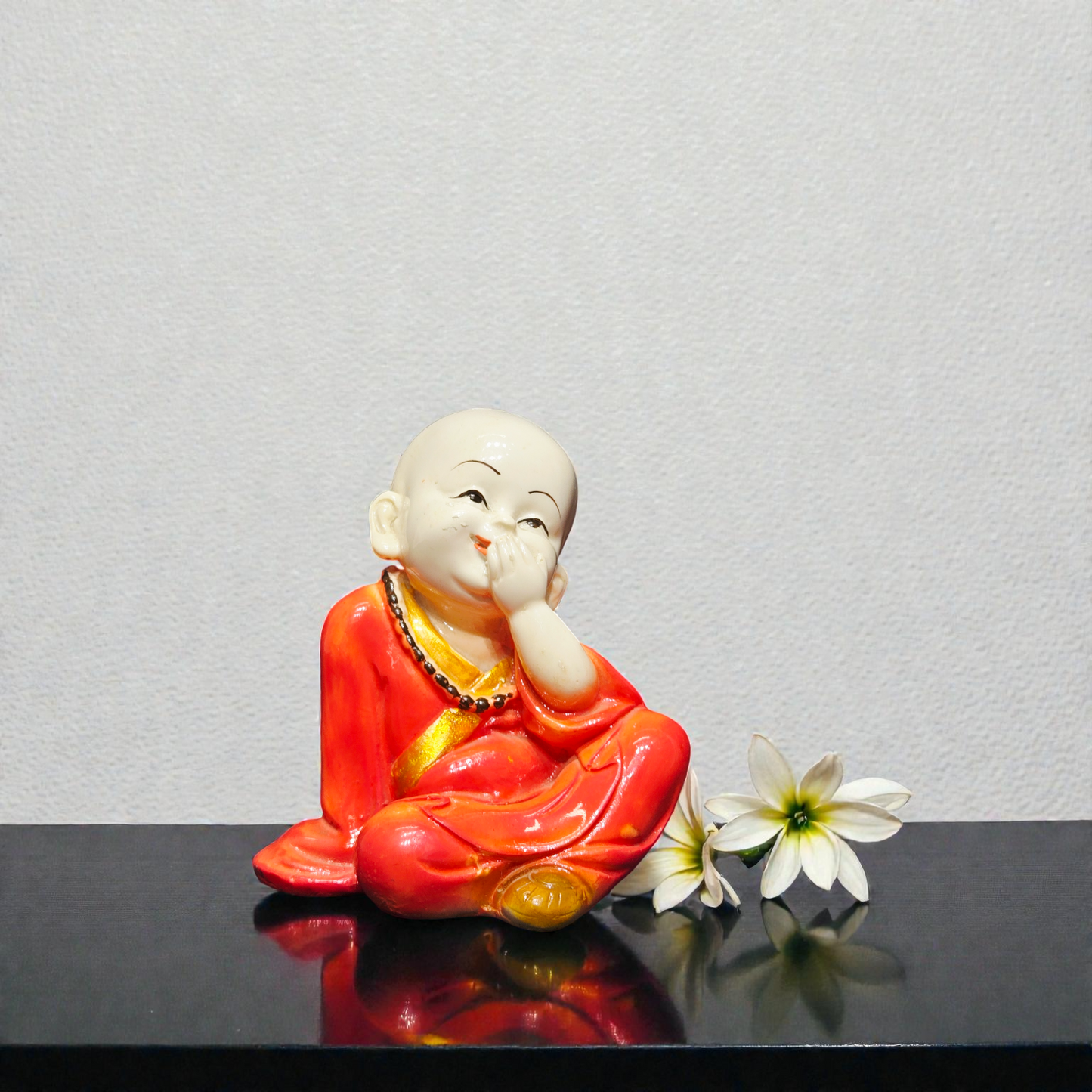Set of 3 Miniature Baby Buddha Polyresin Idols – Hear, See, Speak No Evil Monk Statues for Home Decor, Office Desk & Gifting