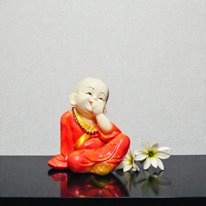 Set of 3 Miniature Baby Buddha Polyresin Idols – Hear, See, Speak No Evil Monk Statues for Home Decor, Office Desk & Gifting
