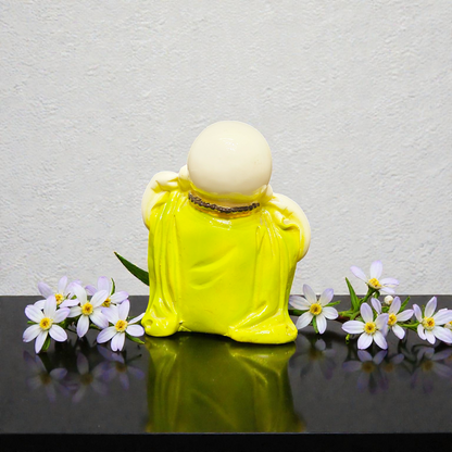 Set of 3 Miniature Baby Buddha Polyresin Idols – Hear, See, Speak No Evil Monk Statues for Home Decor, Office Desk & Gifting