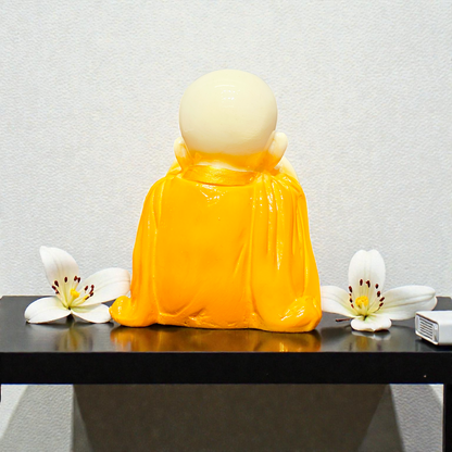 Set of 3 Miniature Baby Buddha Polyresin Idols – Hear, See, Speak No Evil Monk Statues for Home Decor, Office Desk & Gifting