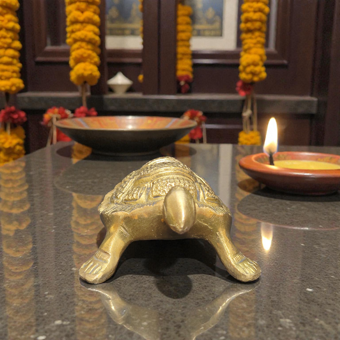 Handcrafted Pure Brass Turtle (Kachua) Idol – Vastu & Feng Shui Tortoise for Good Luck, Wealth & Stability