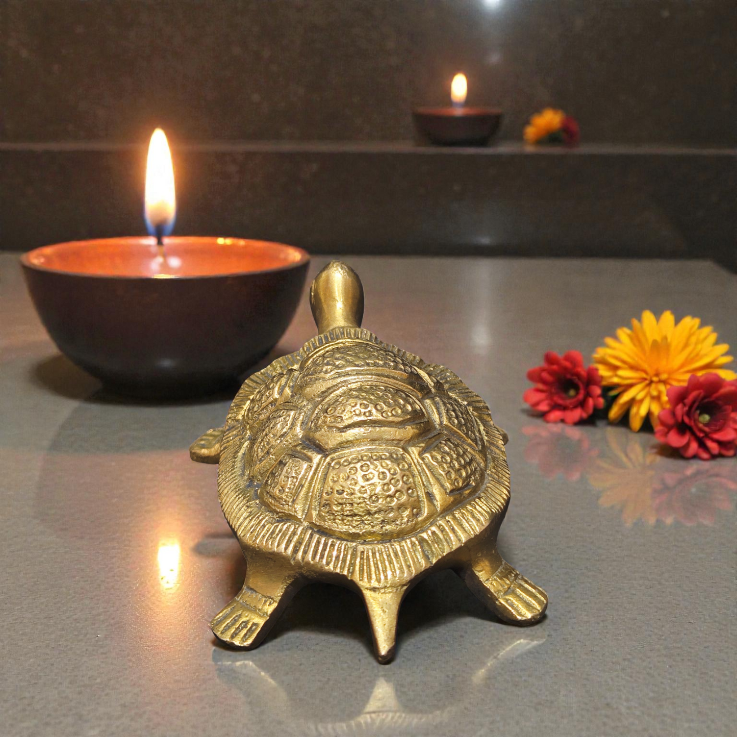 Handcrafted Pure Brass Turtle (Kachua) Idol – Vastu & Feng Shui Tortoise for Good Luck, Wealth & Stability