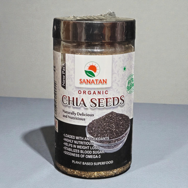 Sanatan Organic Chia Seeds - Premium Plant Based Superfood | High Omega-3 for Weight Loss & Heart Health