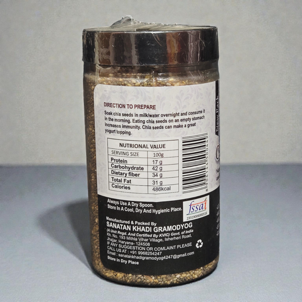 Sanatan Organic Chia Seeds - Premium Plant Based Superfood | High Omega-3 for Weight Loss & Heart Health