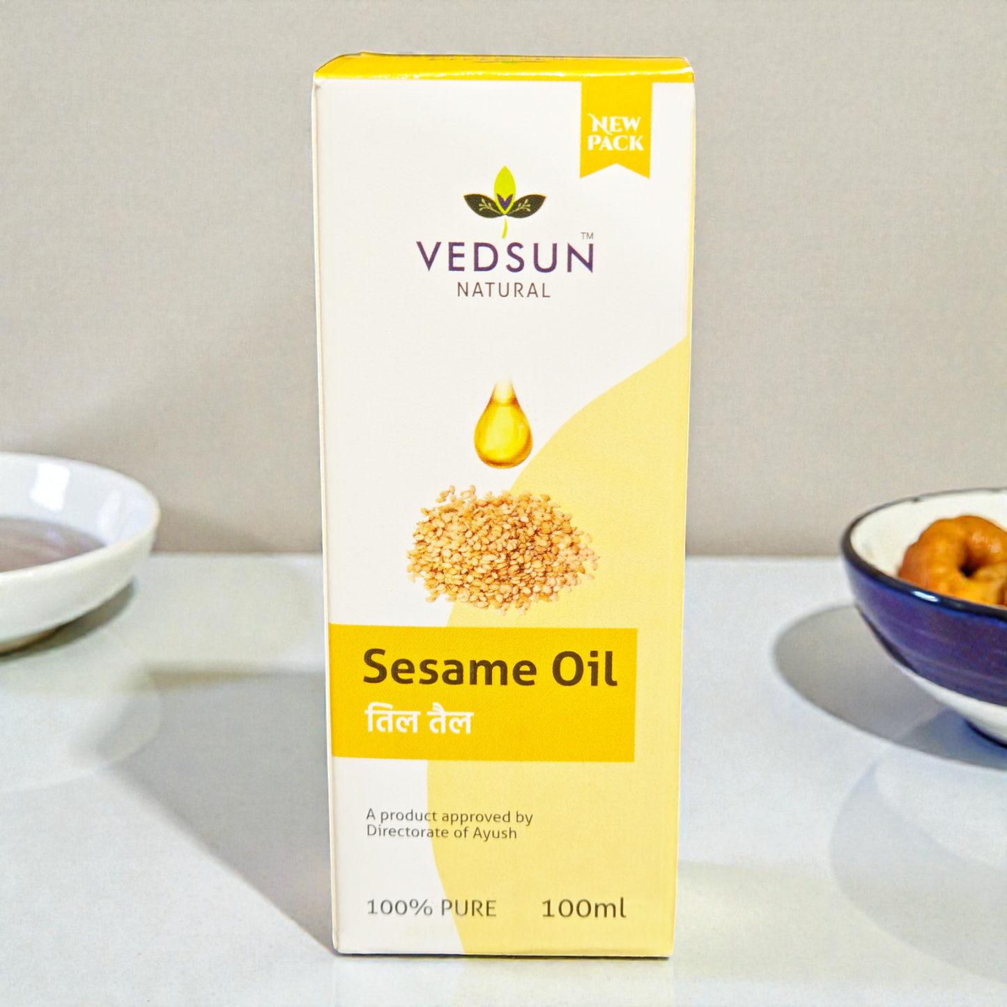 Vedsun Sesame Oil (Til Tail) - 100% Pure & Ayush Approved | For Body Massage & Bone Strength - 100ml