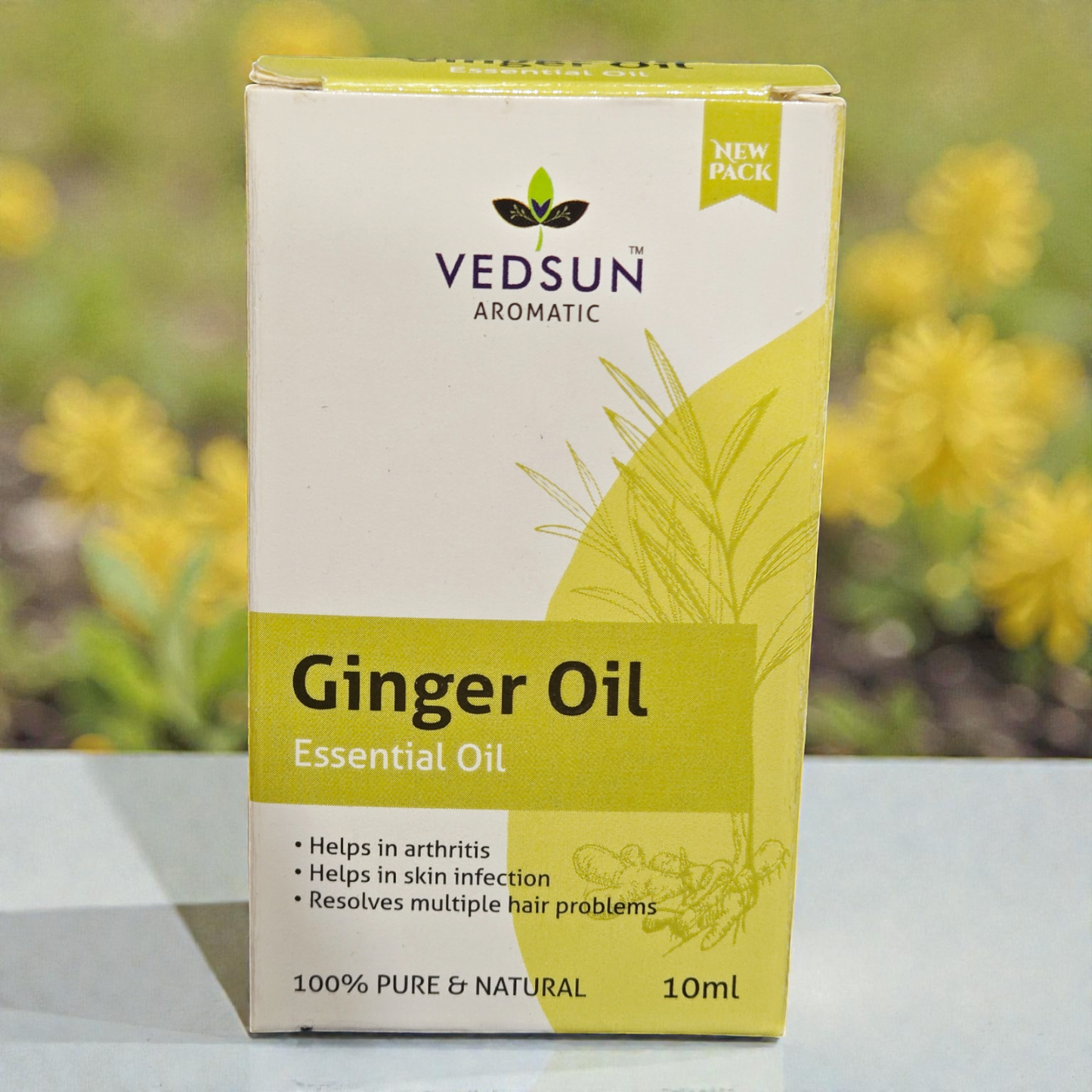 Vedsun Ginger Essential Oil (Adrak Oil) - 100% Pure & Natural | For Arthritis, Hair & Skin Infections - 10ml