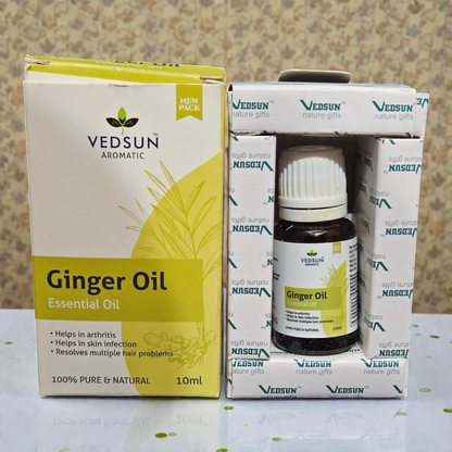 Vedsun Ginger Essential Oil (Adrak Oil) - 100% Pure & Natural | For Arthritis, Hair & Skin Infections - 10ml