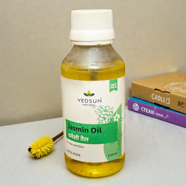 Vedsun Jasmin Oil (Chameli Tail) - 100% Pure Natural | For Hair Shine, Soft Skin & Stress Relief - 100ml