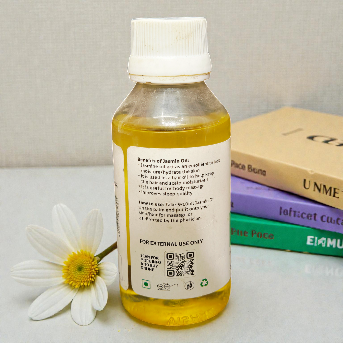 Vedsun Jasmin Oil (Chameli Tail) - 100% Pure Natural | For Hair Shine, Soft Skin & Stress Relief - 100ml