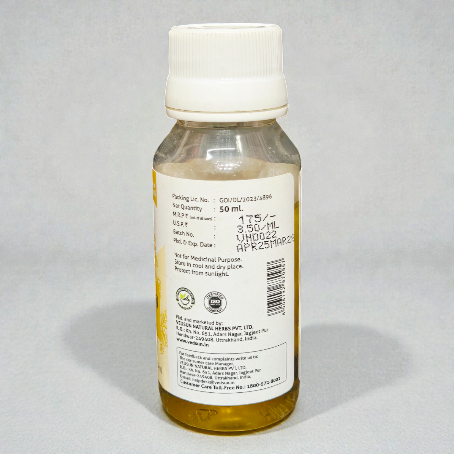 Vedsun Coriander Seeds Oil (Dhaniya Tail) - 100% Pure Natural Oil | For Hair Growth & Glowing Skin - 50ml