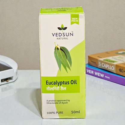 Vedsun Eucalyptus Oil (Nilgiri Tail) - 100% Pure & Ayush Approved | For Cold, Cough & Joint Pain - 50ml