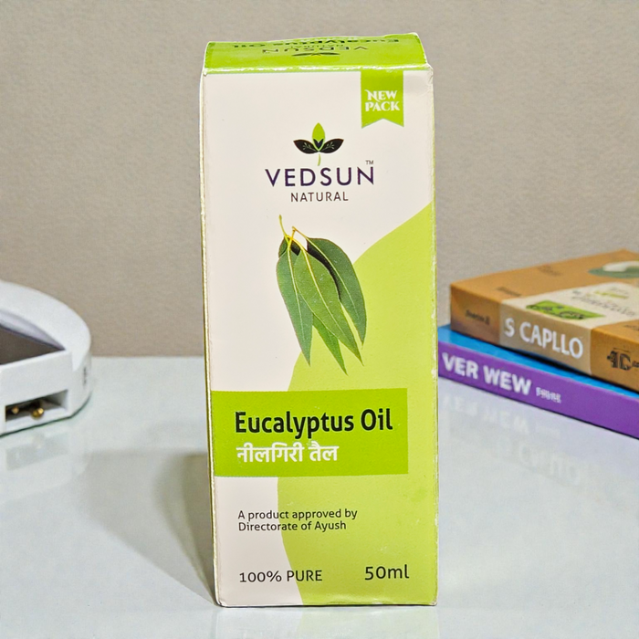 Vedsun Eucalyptus Oil (Nilgiri Tail) - 100% Pure & Ayush Approved | For Cold, Cough & Joint Pain - 50ml
